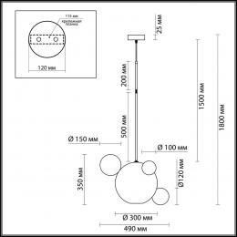 Odeon light 4640/12LA L-VISION ODL20 329 золотой/прозрачный Подвес LED 4000K 12W 220V BUBBLES  - 2 купить